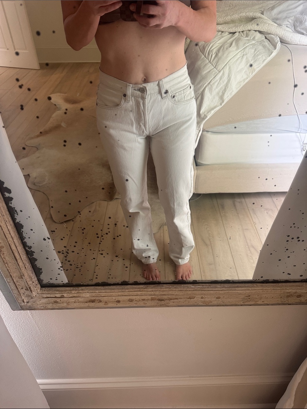 Vintage Levi’s 501 Made in USA White/Ecru Button Fly Jeans